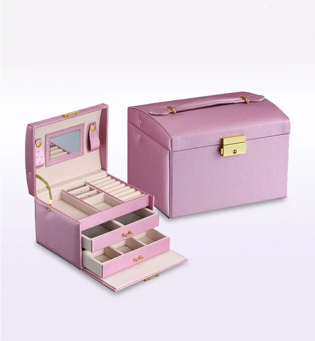 Custom pvc pu leather storage case for jewelry package jewellery box