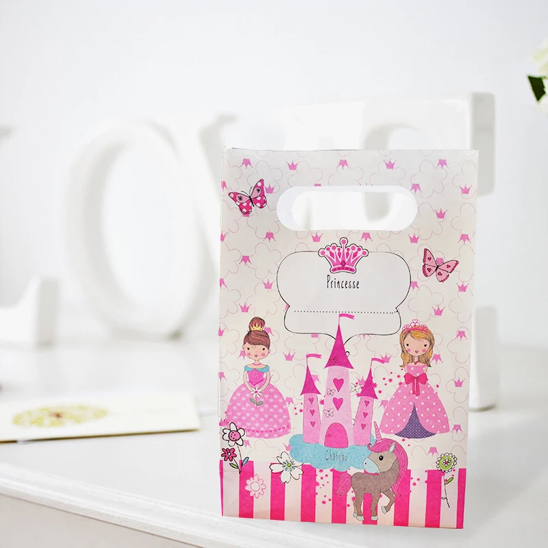 6pcs Paper Gift Bags girl princess portable handbag Party favor Presents Package Goodie Box