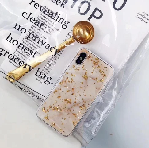Simple Gold Foil Bling Marble Case For iPhone X XS Max XR Phone Case Soft TPU Cover For iPhone 7 8 6 6s Plus Glitter Case