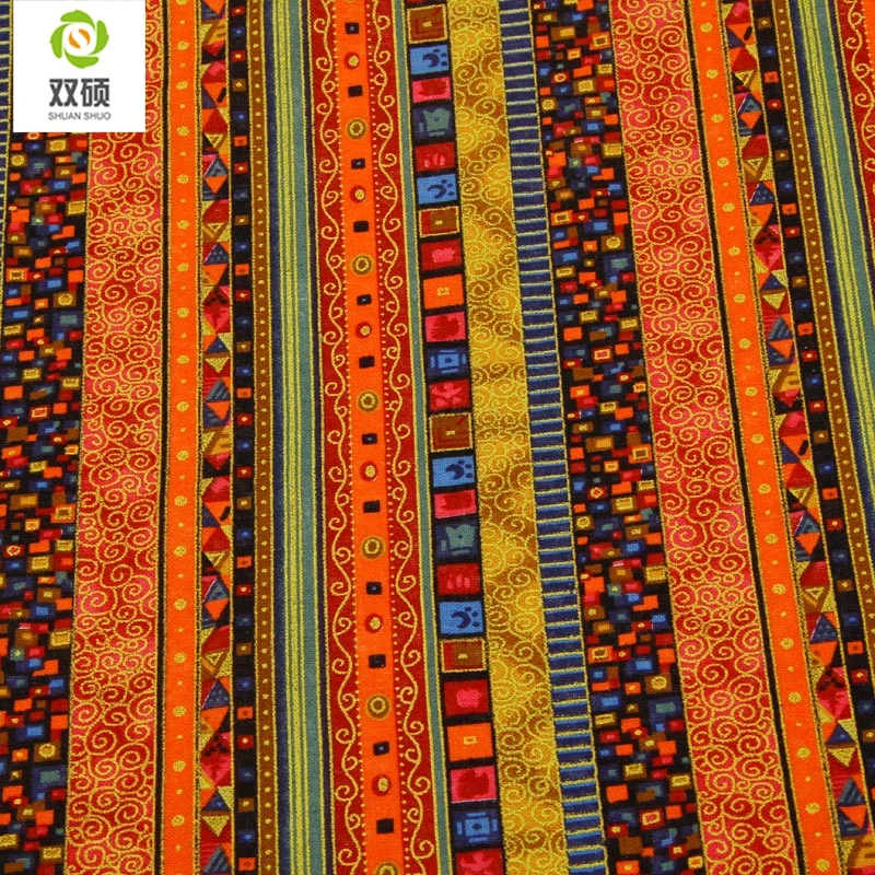 African Design Cotton Linen Fabric Natural Printed DIY Sewing cloth