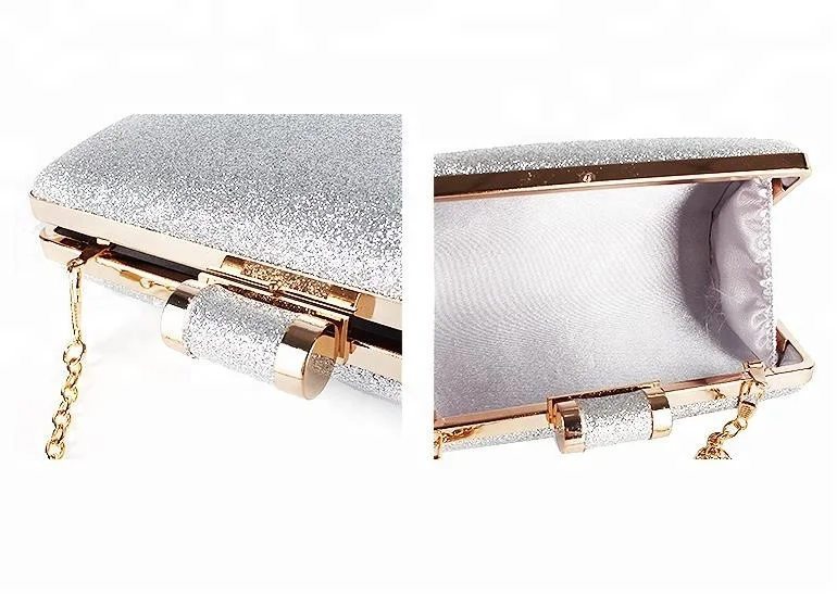 Classy glitter clutch bag luxury ladies evening bags with chain