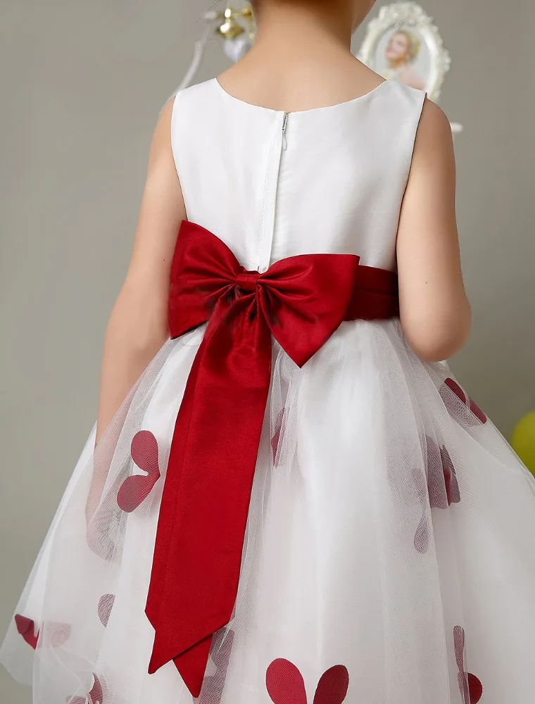 Sleeveless Wine Red One Piece Girls Party Dresses with Flower New Model Casual Long Dresses