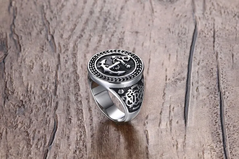 MaxhenR49 fashion stainless steel casting punk Navy rings for man