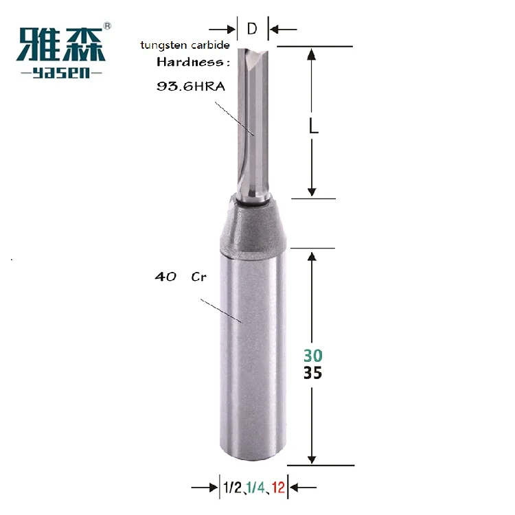 TCT Solid Carbide Straight Bits Router Bit for Wood Milling Cutter