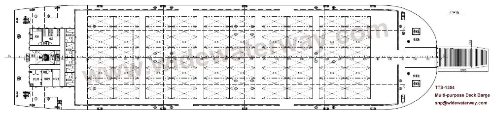 TTS-1354 5000t forward landing ramp deck barge sale