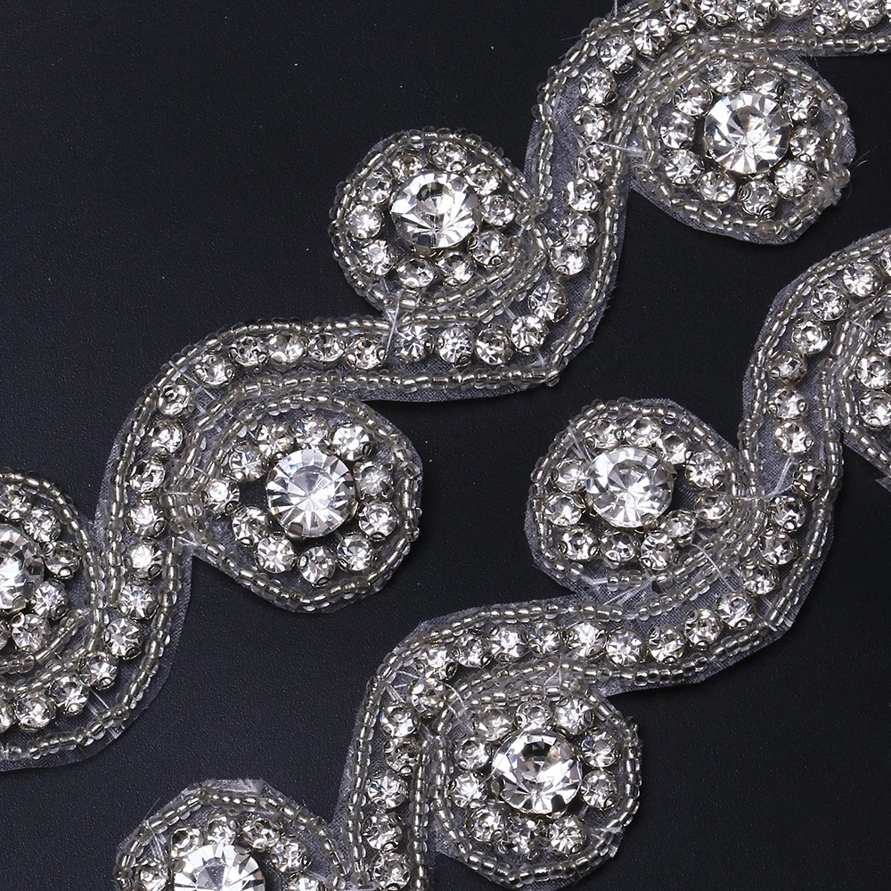 XULIN Clear AB Silver Gold Bodice Crystal Rhinestone Appliques for Dresses belt