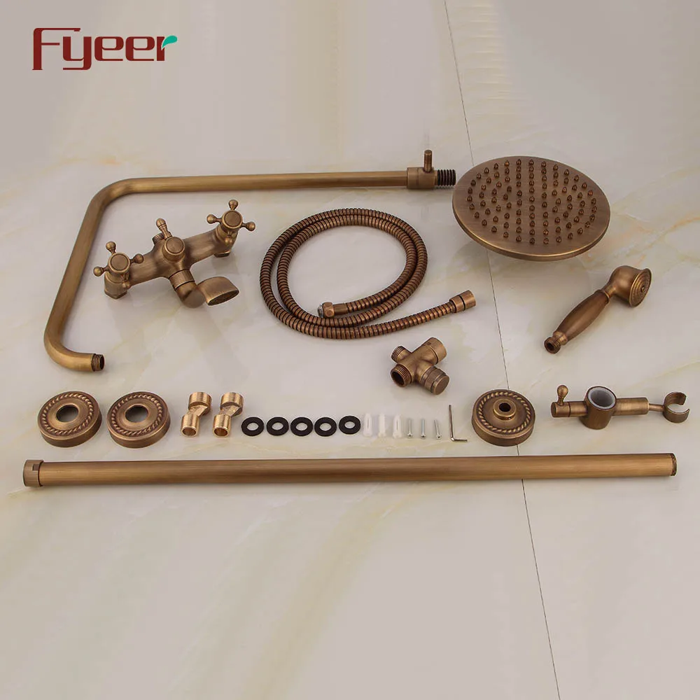 Fyeer Antique Bathroom Shower Set with Rainfall Shower Head