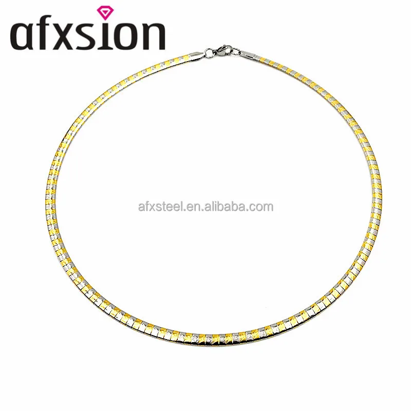 AFXSION Fashion Korean girl 4mm flat snake chain, gold plated stainless steel necklace necklace wholesale