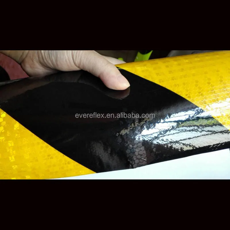 Black and Fluorescent Yellow Reflective Chevron Vinyl for  Hazard Warning