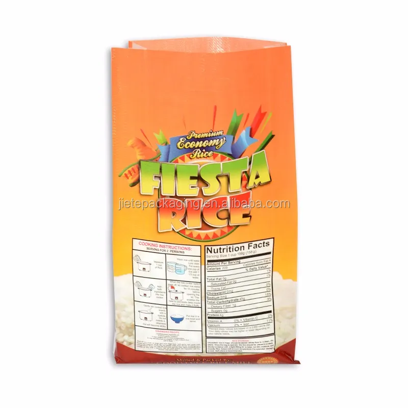 plastic packaging VMPET bopp laminated moisture proof pp woven rice shipping bag sack 25kg