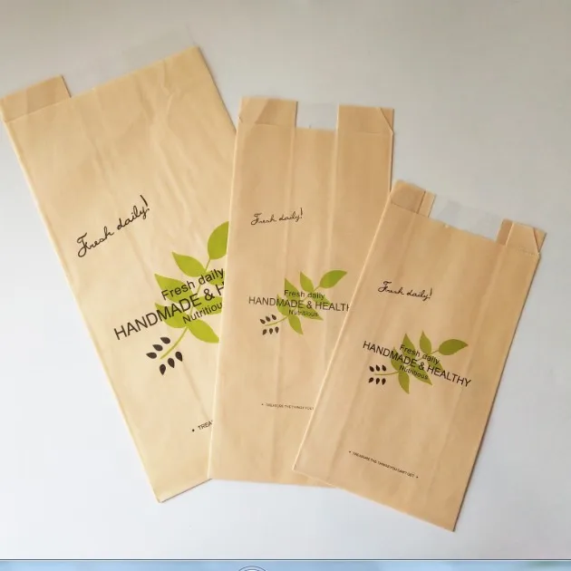 New Products Custom Logo Food Grade greaseproof kraft paper bag for food
