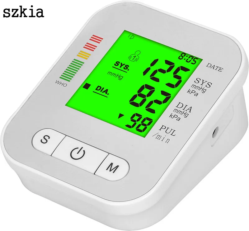 SZKIA three colour backlights digital blood pressure monitor sphygmomanometer blood pressure meter a blood pressure monitor