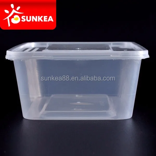 1000ml clear rectangular food plastic container and lid
