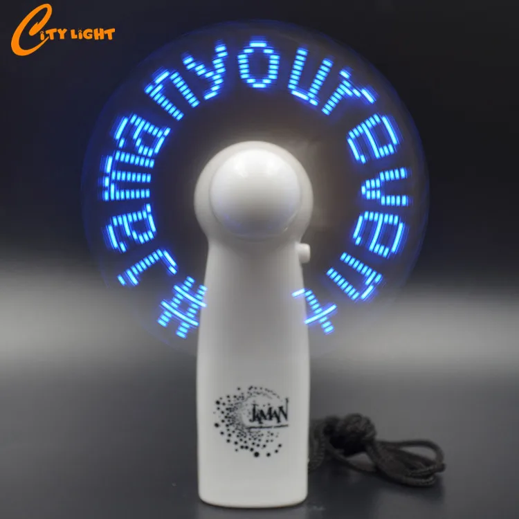 Wedding Valentine Portable Hand fan Custom Mini LED Message fan with led light rechargeable