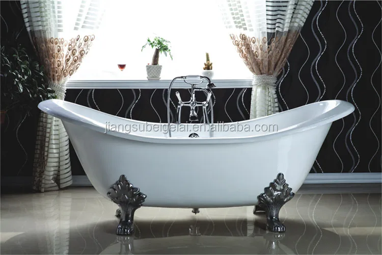 double slipper clawfoot antique cast iron bathtub with color paint at cheap price