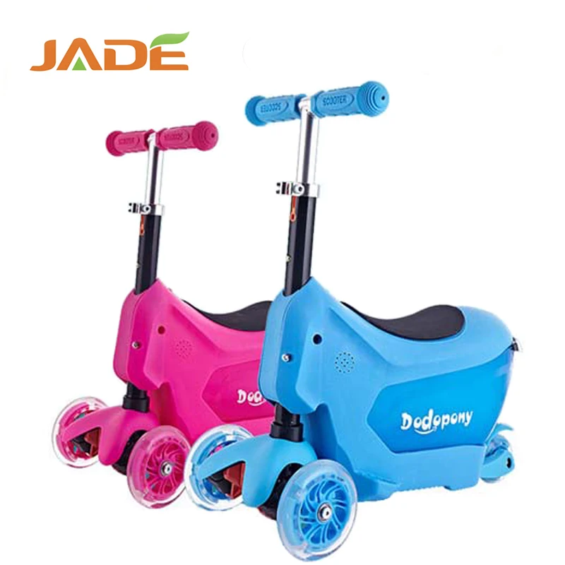 Plastic kids pedal kick scooter with seat for sale/ wholesale 3 PVC wheel kids scooter from china