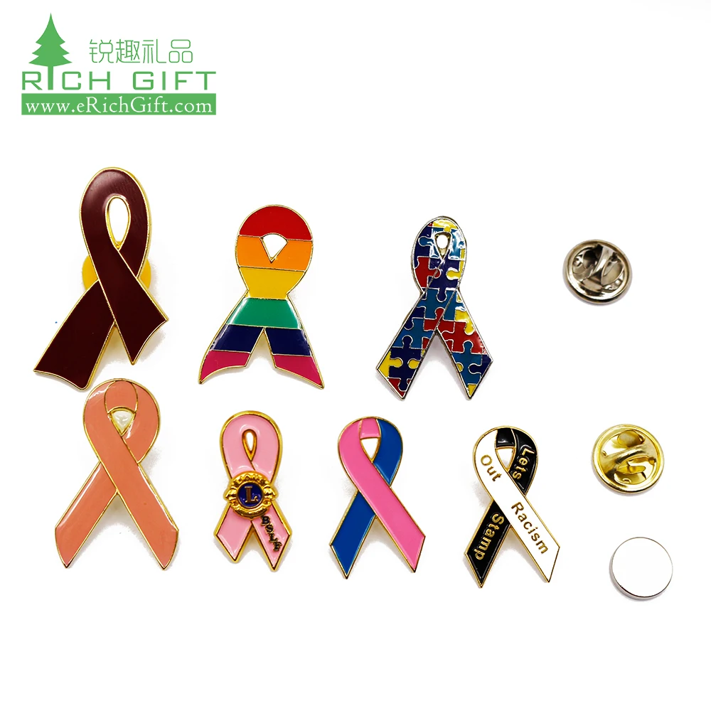 Wholesale Custom Red pink Ribbon Pins Rainbow Gay Pride Enamel Lgbt Lapel Pin Fist Shape Badge Shirt Suit Pins