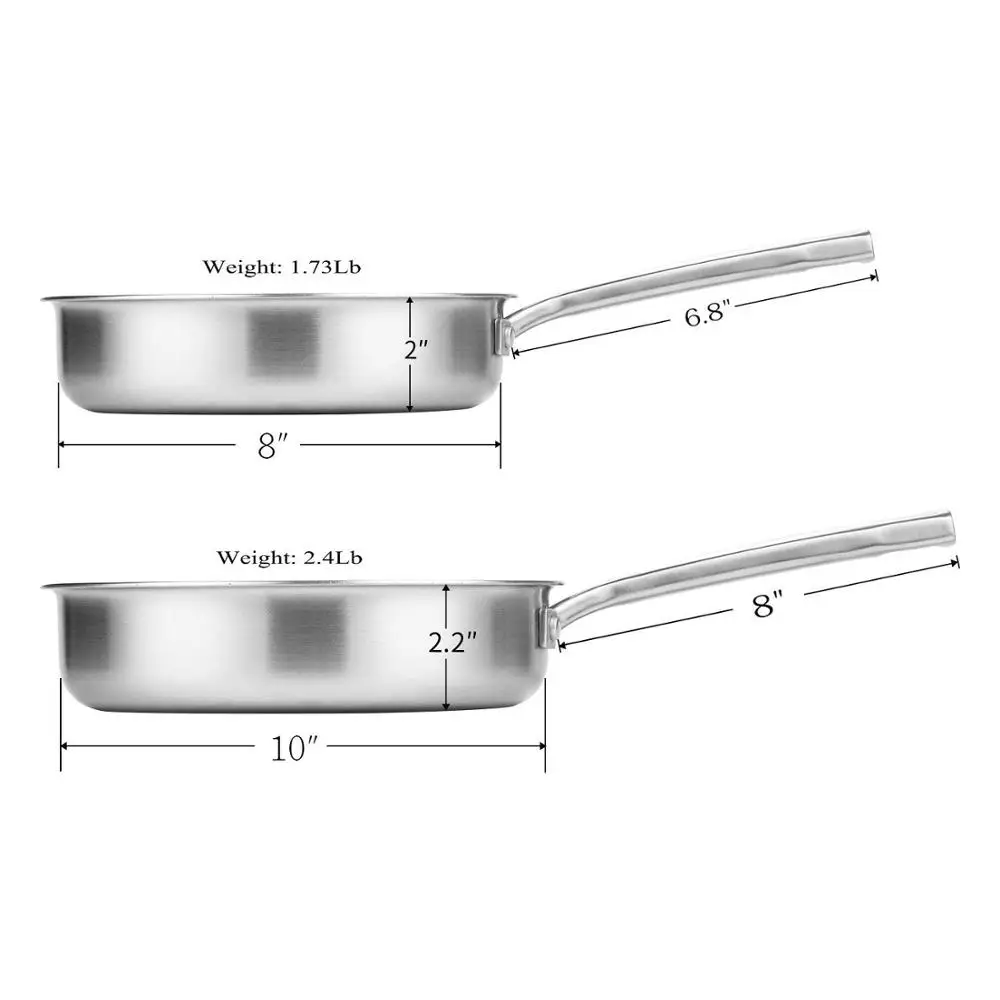 Stainless Steel Material With Bakelite Handle Flat Wok sauce pan Frying Pan