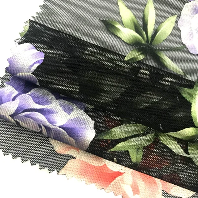 Fashion pattern 100% Polyester 3D Foil Printing Mesh Digital Foil Printed Fabric