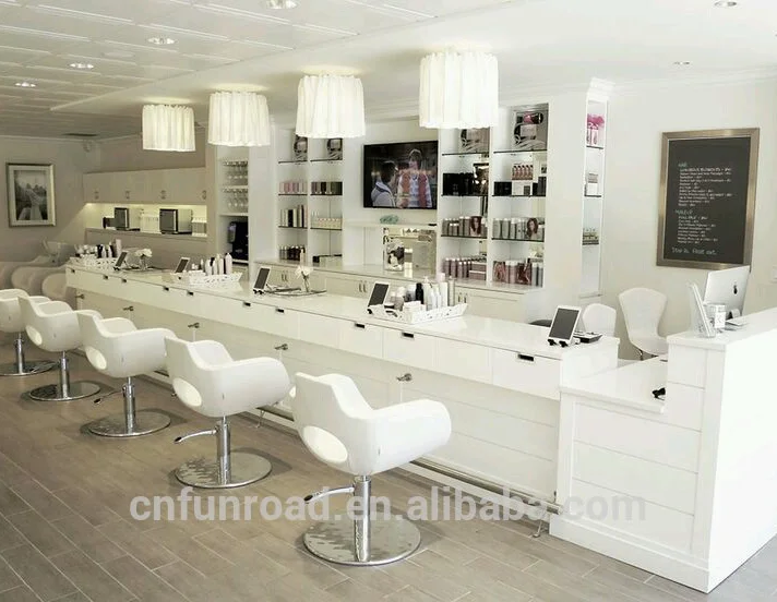 Bespoke long wooden nail salon manicure table with cabinets Chinese factory