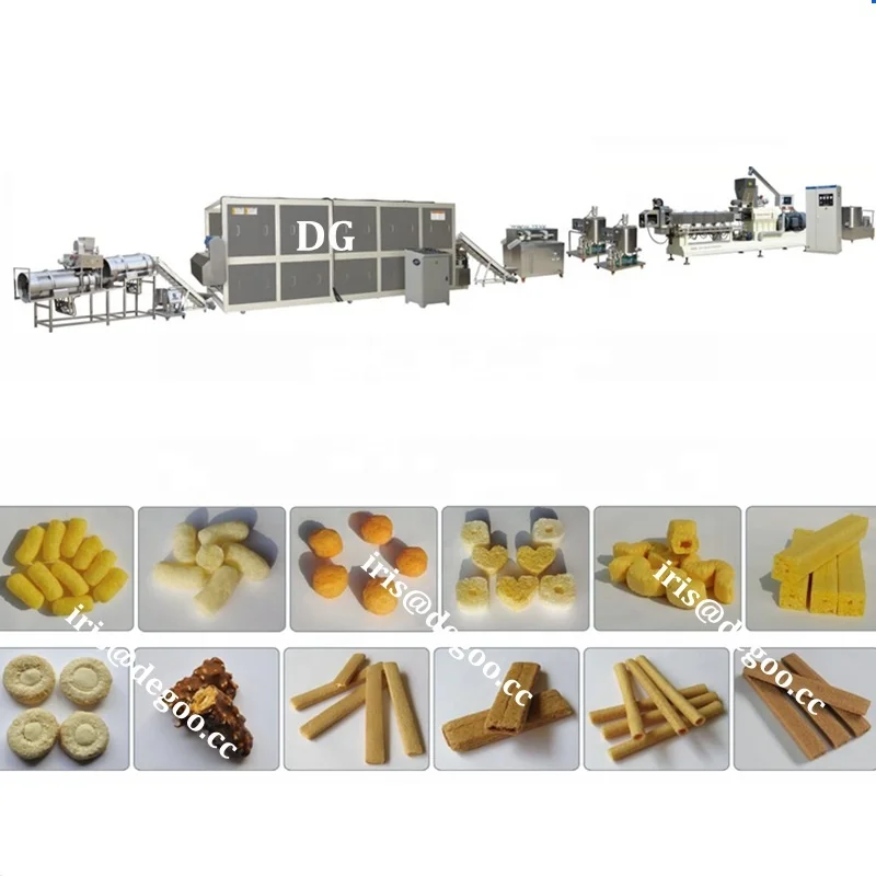 China tasty corn puffs cheese ball snack food make equipment machinery line