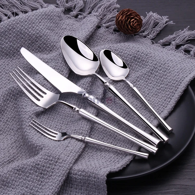 Slim PVD Handle 18/8 Stainless Steel Wedding Flatware Sets Black Silverware Cutlery Set