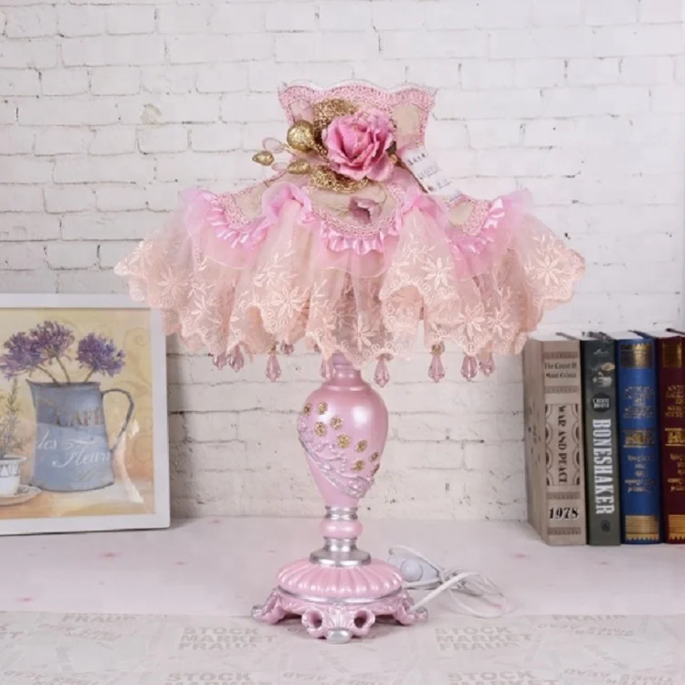 Wholesale Modern Retro pink Light Round Base Table Lamp for Hotel Bedroom
