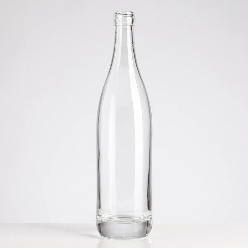 Long Neck Streamline Glass Water Bottle For Wine And Olive Oil Crystal Transparent Simple Smooth Thin Bottom glass water bottle