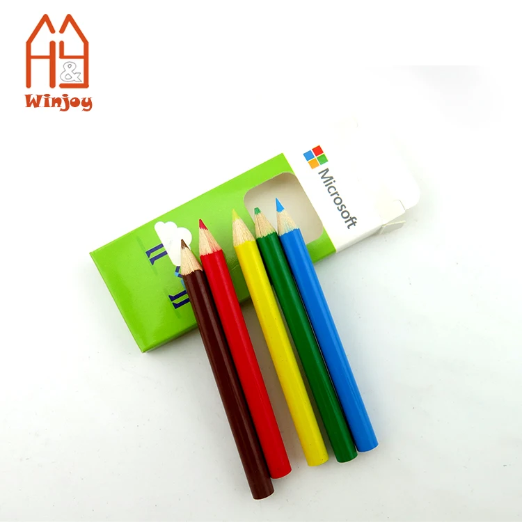 6pcs/8pcs Wooden Drawing Color Pencil Natural Wood Mini Size Custom Paper Box Packing Kids Colored Pencils Art Sets
