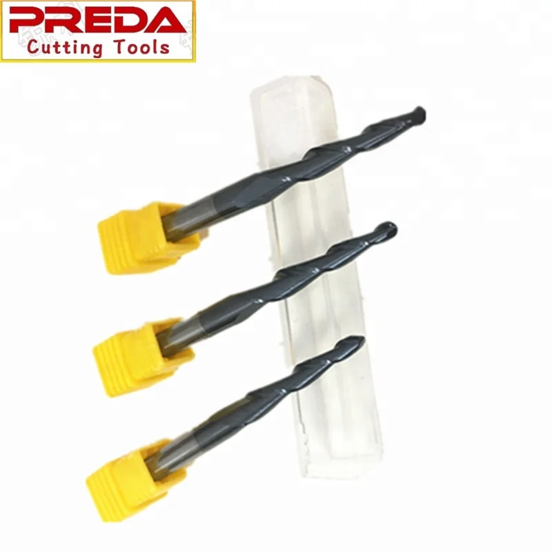 Tungsten Cutting Tools TiAlN Coating 2 Flutes Solid Carbide Taper Ball Nose End Mill for Wood