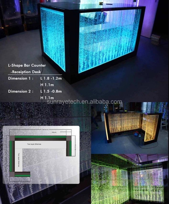 
Fashionable customized color-changing LED bubble feature bar counter acrylic counter for office store KTV restaurant Bar Club 