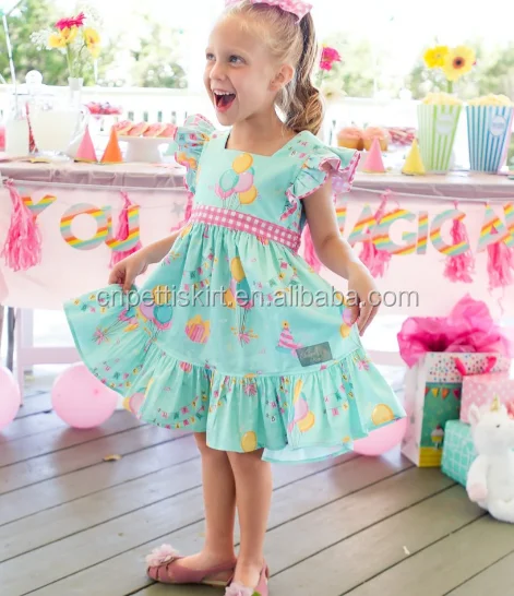 pretty gift printing party dress wholesale princess dress most popular boutique girl clothes