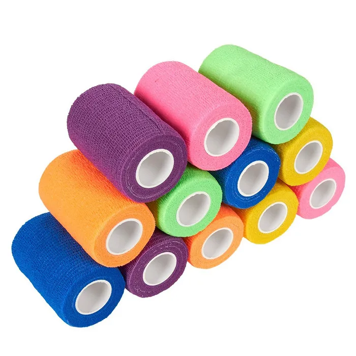 
Nonwoven Self Adhesive Colored Vet Wrap Pet Care Sports Elastic Cohesive Bandage 