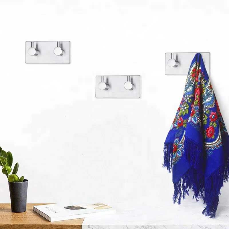 Bathroom Wall Adhesive Double Robe Hook