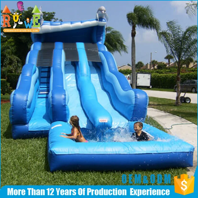 
Двухполосная водная горка 18 футов, надувная водная горка океанской волны с бассейном 