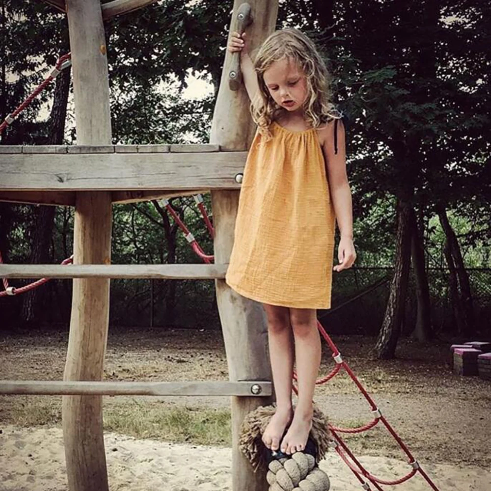 
New Arrival Newborn Toddler Baby Girls Dress Casual Summer Baby Clothes Girls Muslin Cotton Soft Vest Dress 