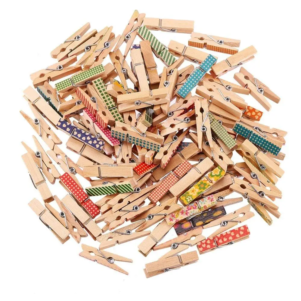 Mini printing colorful photo paper used wooden clothes pegs