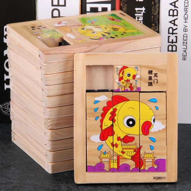 Environmental protection safe Hand polished smooth Wooden sliding puzzle toy