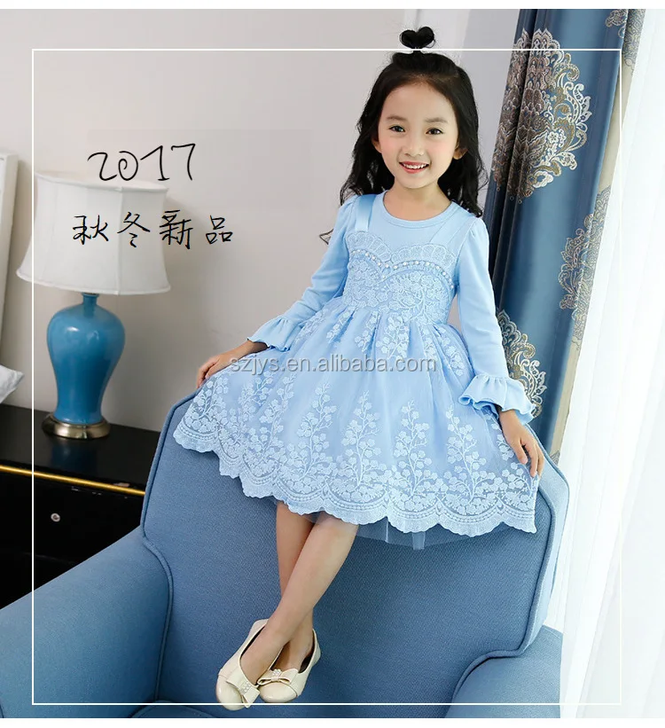 New Lace cotton Eco-Friendly Feature Trumpet sleeve girls party dresses