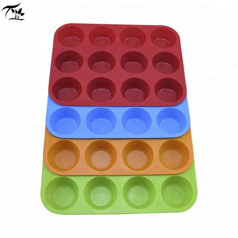 
12 Cups Round Muffin Cake Pan Molds Cupcake Pan Baking Silicone Mold 
