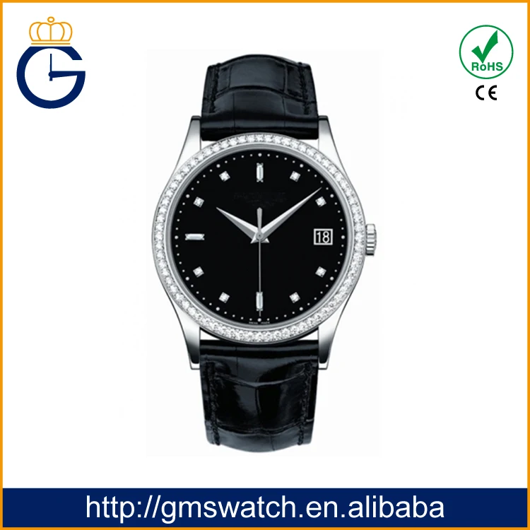 Леди браслет часы класса люкс rhinstone тонкий камень кварцевые ремень из натуральной кожи сделано в китае