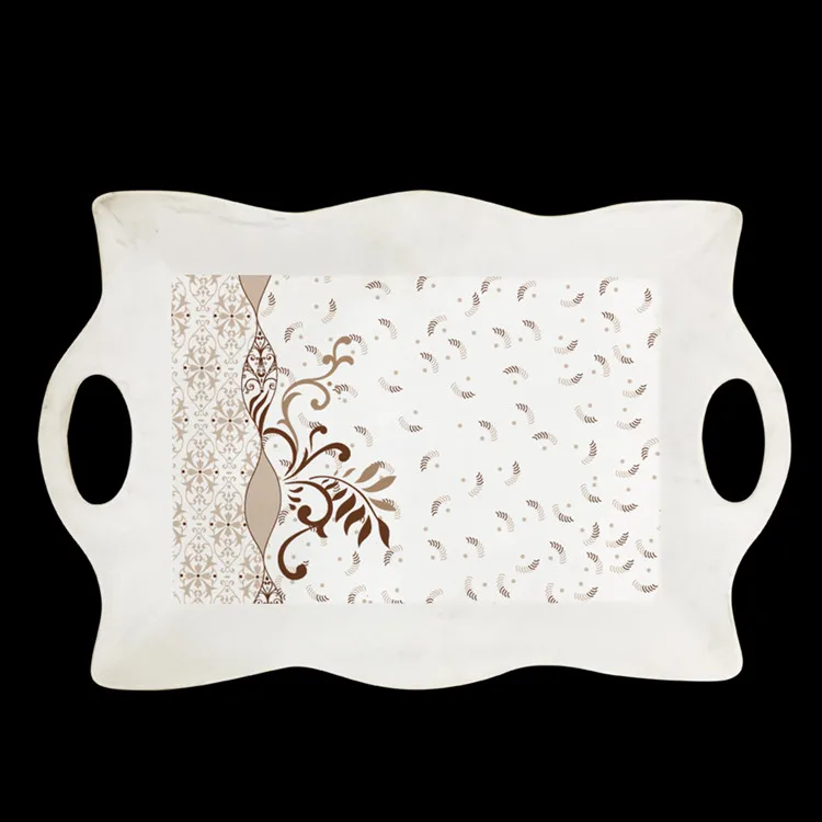 HY-A2 Cheap  Customized Logo Rectangle Melamine Coffee Serving Tray (Size 30.5*21.5cm)