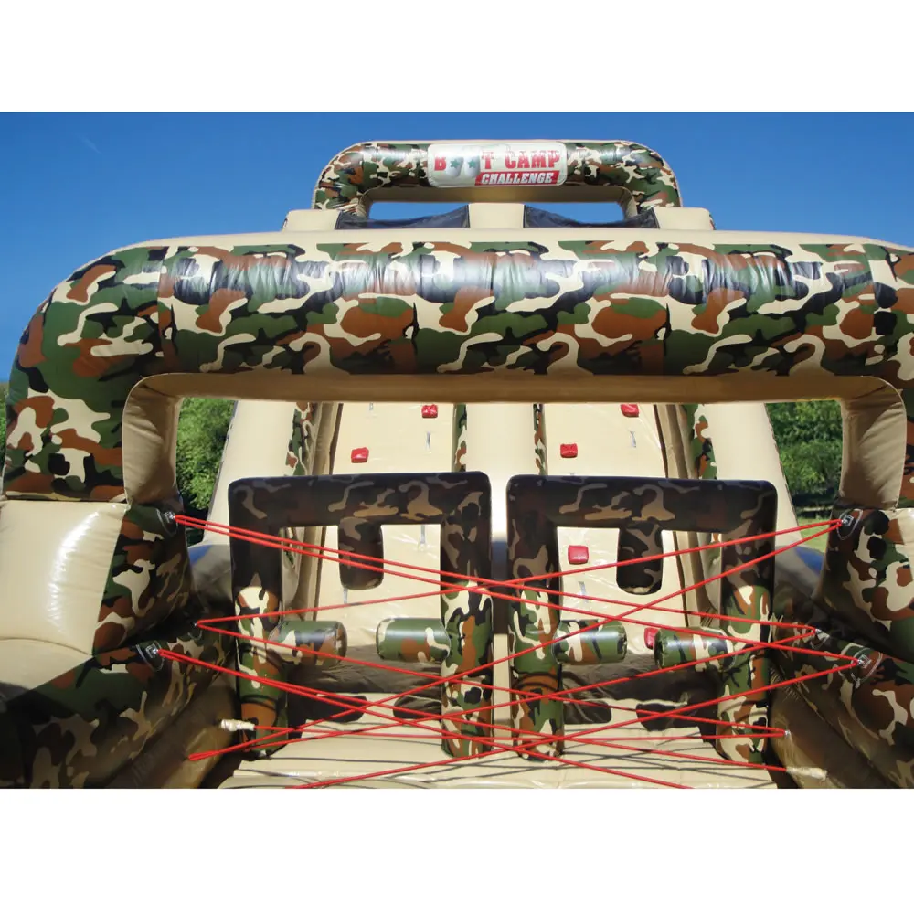 
24m long adults boot camp military inflatable obstacle course with 3 parts from Guangzhou Inflatable factory 