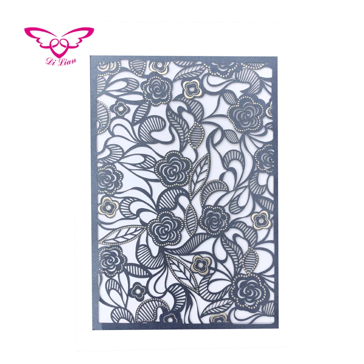 Laser Cut Beautiful Flower Ivory Invitation Card Wedding