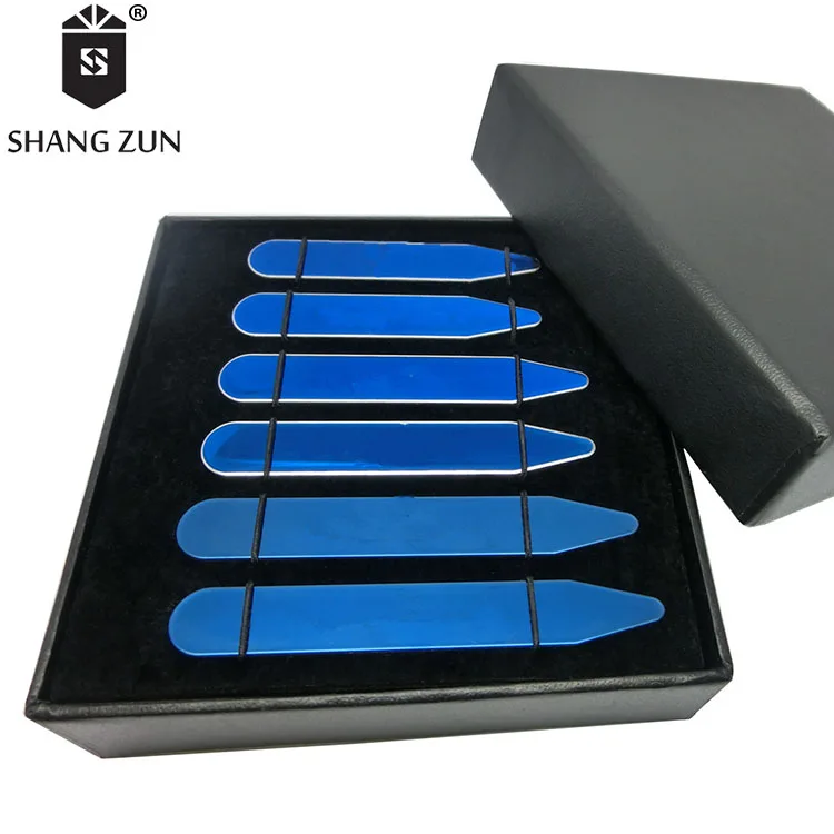 Promotion solid and durable metal stainless steel Rose Golden color 3 pairs of gift boxes collar stays