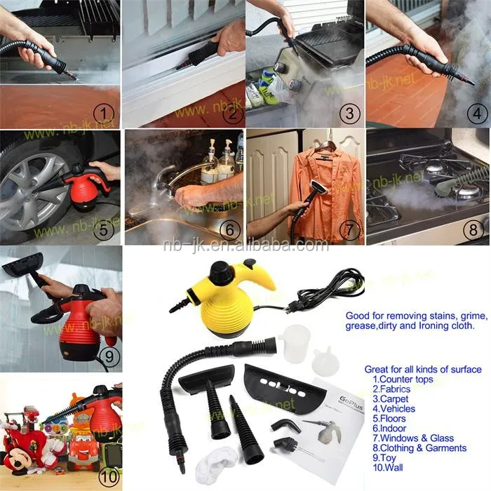 1000W Multi-Purpose Pressurized handheld steam cleaner and Sanitizing System with Attachments for Stain Removal CE GS ROHS ETL