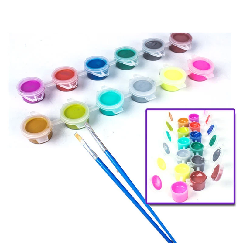 8colors Non-toxic Acrylic Coloru007F Cup Paintu007F 3ml/6ml Acrylic Watercolor Paint with Paint Brush