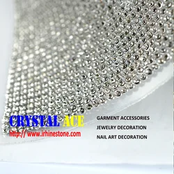 120cmX45 cm silver and gold bling crystal manta strass,iron-on and sew-on crystal rhinestone mesh fabric