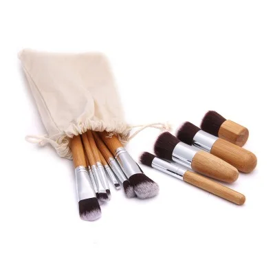
11 pcs beige color makeup brush set eye make up brush bamboo handle makeup brush 