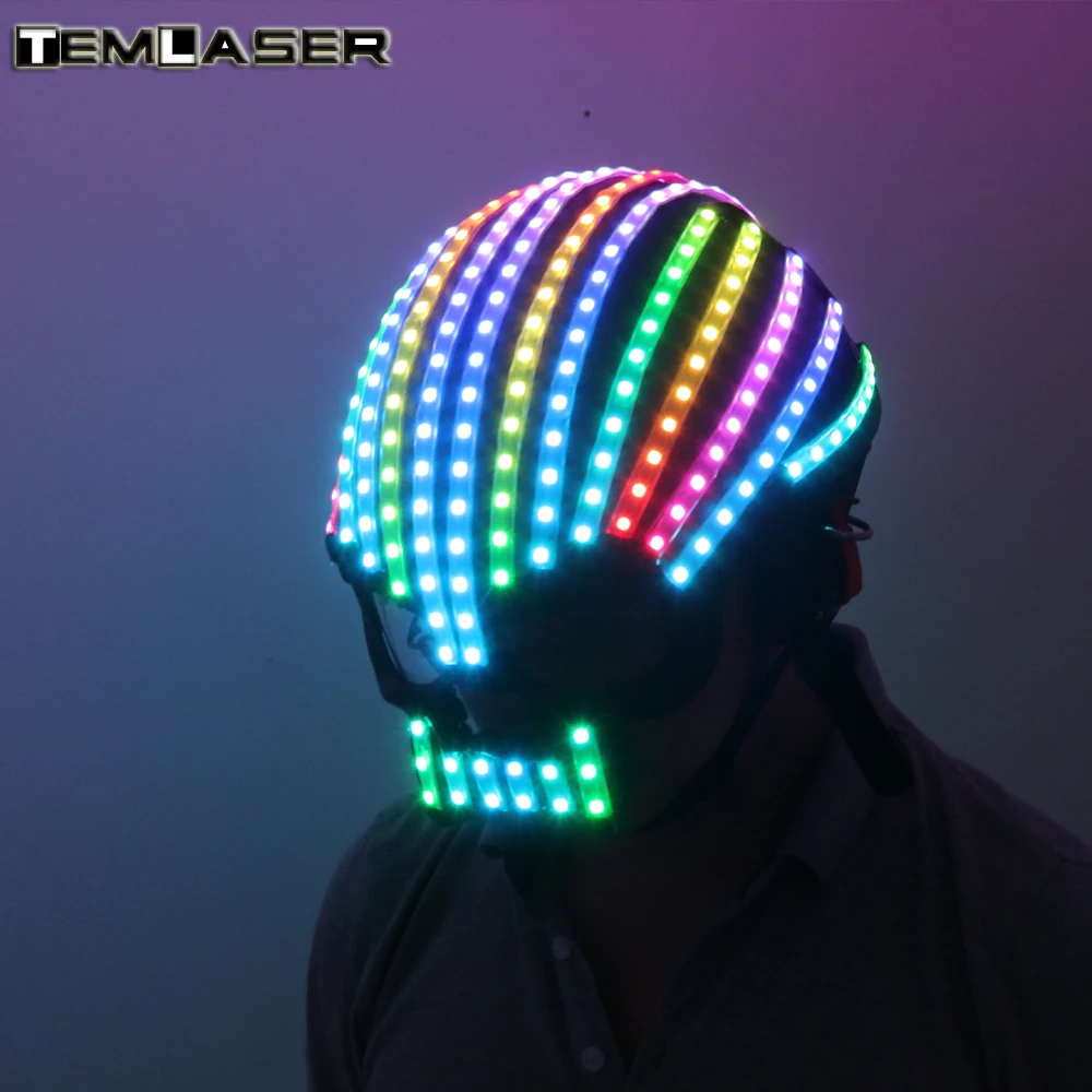 LED helmet Full color luminous LED helmet with Multiple effects Glowing Party DJ Robot Mask business accessories